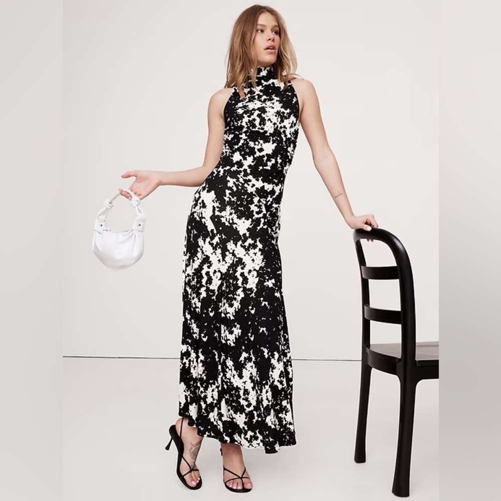 NEW! BANANA REPUBLIC JERSEY KNIT MOCK-NECK MAXI DRESS 🧞‍♀️ XL TALL
